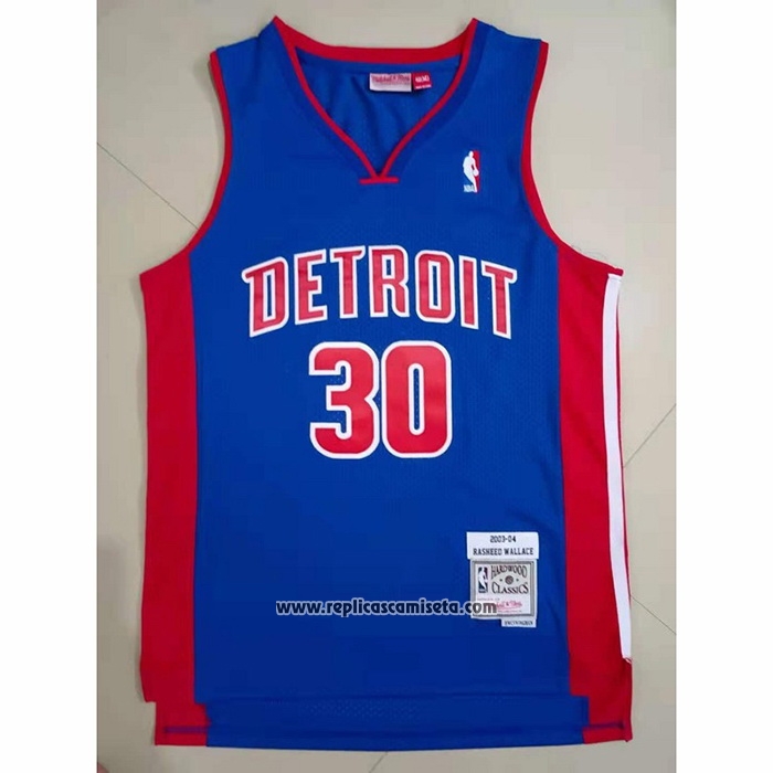 Camiseta Detroit Pistons Rasheed Wallace #30 Mitchell & Ness 2003-04 Azul